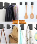 Heavy Duty Adhesive Towel Hooks No Drill Wall Hangers Stick On Shower Hooks For Bathroom Kitchen Door Black 4 Pack Holds Up To 15 Lbs Stainless Steel Rust Resistant Surface Safe Quick Install