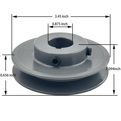 Beefy 3.45 Inch Outer Diameter V Belt Pulley One Groove With Seven Eighths Inch Bore For A 3L And 4L Belts Cast Iron Motor Pulley