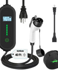 40 Ft Cord EV Charger For Home Or On The Go, 16 Amp Level 1 Level 2 Portable Station with adapters, J1772 electric cars