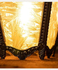 Cool Copper Pendant Light With Ice Crack Glass Lantern showing ornate copper frame and detailed ice crack glass lampshade glow