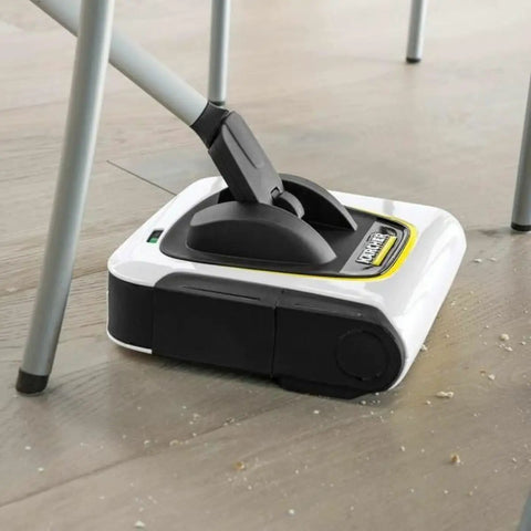 Cordless Electric Floor Sweeper Broom With Whisper Quiet Rollers For Hardwood Vinyl Tile And Rugs lightweight sweeper under chair.