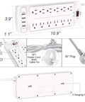 12 Outlet Power Strip With 4 USB Ports, 6 Ft Heavy Duty Extension Cord, 2700 Joules Surge Protector With Overload Protection illustrations.
