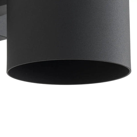 6 Inch Cylinder Outdoor Wall Sconce With 2 Light Up And Down Modern Aluminum Black Finish close-up view of bottom section