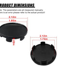 Product dimensions of Sweet Four Pack Black Abs Wheel Center Caps Plug Right In With A Rock Solid Grip featuring precise size details.