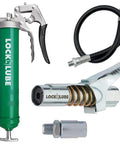 Heavy Duty Pistol Grip Grease Gun With Patented LockNLube Coupler Locks On And Does Not Leak, 20 Inch Hose With Inline Swivel, Ergonomic Rubber Grip, Pro Grade Build, Rated Up To 5000 PSI, Green