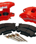 Two Piston D52 Forged Aluminum Brake Caliper In Red Anodized Finish, Street Ready, 12.190 In OD, brake pads and hardware