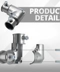 Five Pack One Half Inch EMT Fittings 90 Degree Inside Corner Pull Elbows Heavy Duty Galvanized Steel Conduit Adapters close-up view.