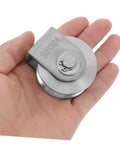 Hand holding Stainless Steel Bearing Pulleys For Sliding Doors Set Of Two Heavy Duty Wire Rope Wheels Industrial Track Rollers