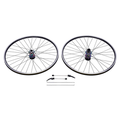 27 5 Inch Mountain Bike Wheel Set With Aluminum Alloy Rim And Disc Brake Colorful Hub Quick Release visible
