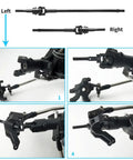 Tough As Nails Steel Front Cvd Drive Shafts Upgrade Kit For 1/10 Scale Rc Rock Crawlers, showing left and right drive shafts installation.