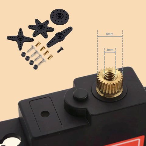 Beefy Micro Digital Servo With All Metal Gears 4.8 Kg Cm Torque At 6V Fast 0.152 Seconds Per 60 Degrees 25T Servo Arm For RC Crawler Cars Boats Drones Robots Two Pack, 25T metal spline with servo arms and screws