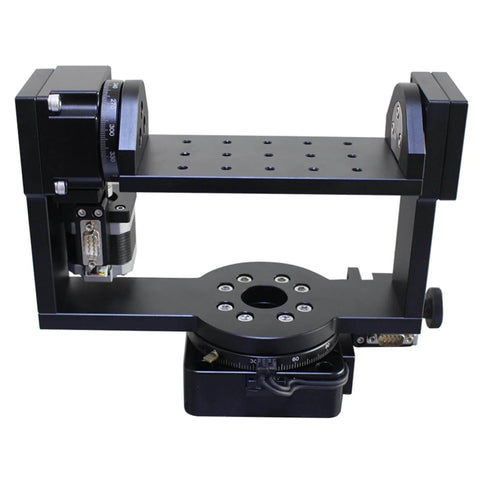 Electric Rotary Table 360 Degrees Angle Rotary Table With Hollow Index Plate and U Shaped Arm, aluminium, anodized black.