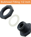 Four Pack One Half Inch PVC Bulkhead Fittings For Rain Barrels Ponds And Pools Durable Plastic Water Tank Connectors