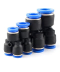 Top Shelf 100 Piece Plastic Push To Connect Pipe Fittings Kit For Air And Water Systems With Quick Release Design For 4mm Up To 16mm Od Tubing Perfect For Pneumatic Tools And Industrial Assemblies With Durable Black Bodies And Blue Seal Rings, assorted fittings