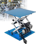 Compact Electric Lifting Platform With Remote Control Adjustable Lab Stand with blue durable aluminum base for easy height adjustment.