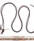 Extra Heavy Harness Split Reins With Oil Weighted Leather Half Inch Width Supple Western Tack shown in loops