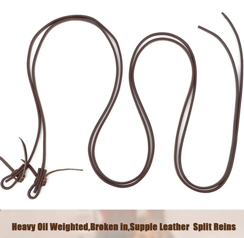 Extra Heavy Harness Split Reins With Oil Weighted Leather Half Inch Width Supple Western Tack shown in loops