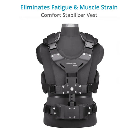 Comfort Arm And Vest Rig For Handheld Camera Stabilizers Converts To A Body Mounted System displays on mannequin front view