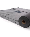 Top Shelf Synthetic Roof Underlayment Boasts Hardcore Fifty Year Waterproof Cover rolled out showing pre printed nailing lines.