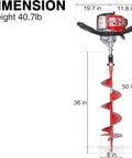 Earth Auger Combo 43cc 2 Cycle Gas Engine With 8 Inch Auger Bit dimensions and weight specifications.