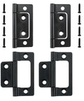 Rock Solid Four Pack Black Non Mortise Butt Hinges With Mounting Screws For Furniture And Window Frames Offering No Sweat Setup And Dang Tough Iron Build In Two Inch Size, includes screws.