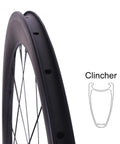 Side view of 700C Carbon Wheelset For Road Bikes, Ultra Light T800 Carbon Fiber, 80mm Deep Rim, 25mm Inner Width, 24H, V Brake Compatible