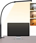 LED Desk Lamp With Clamp And USB Adapter For Home Office Clip On Light With Three Modes And Ten Brightness Levels Long Gooseneck