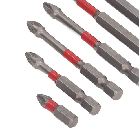 Top Tier 6 Pcs Alloy Steel Screwdriver Bits Set With Magnetic Cross Head Buffer Design For Furniture Auto And Electrical Repair Jobs, angled view