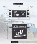 Dimensions of Waterproof 45Kg Beefy Torque RC Servo 12V Programmable Metal Gear Coreless Digital Smart Servo for RC Cars SA75CVSW V2.