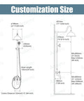 Dimensions of Antique Brass Shower Faucet Kit With Hand Spray And Tub Spout, 8 Inch Rain Shower Head, 12 Inch Extension