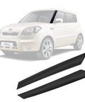 Windshield A-pillar trim molding set for Kia Soul (2010–2013), front outer right and left, black.