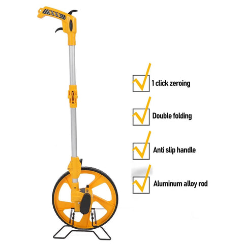 LXMJNCJP Measuring Wheel Double Folding Accurate 0-9999.9m Portable Distance Measuring Wheel for Work Projects with aluminum alloy rod
