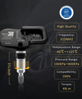 Detailed view of TPMS Sensor 42607-33021 Compatible With Toyota Lexus Scion Pontiac, showing specifications and 315MHz frequency