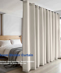 Smooth Move Blackout Room Divider Curtain Panel For Living Room Bedroom Office Privacy Screen Wall Hanging Track Compatible Beige 100 X 96