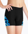 Youth Boys Swim Shorts Square Leg Quick Dry Nylon Swimsuit With UPF 50 Plus Sun Protection in Black and Wave