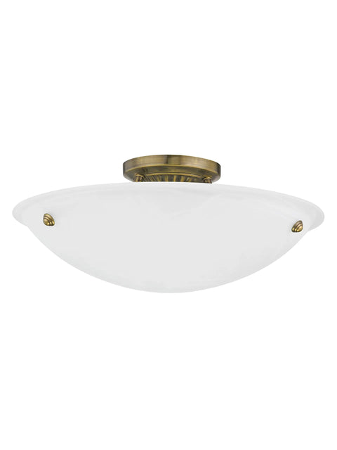 Oasis 3 Light Ceiling Mount Antique Brass Finish Modern Steel Build Contemporary Living Room Ceiling Light Fixture With Dope Clean Lines