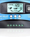 Beefed Up 100A MPPT Solar Charge Controller For 12V 24V Systems With LCD Display Auto Focus Tracking Dual USB Ports High Efficiency Regulator With Multiple Load Control Modes featuring LCD and USB ports