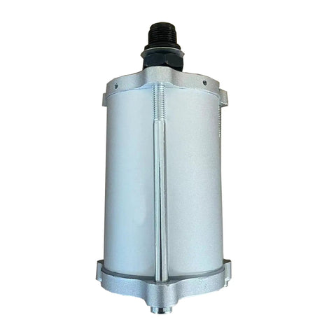 Beefed-Up Compressed Air Motor For Pneumatic Hydraulic Pumps With Gray Housing And Stud AP1005, front view, gray metal body, connectors