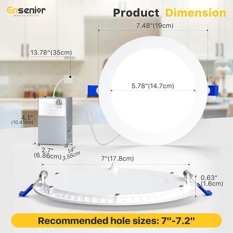 Four Pack 7 Inch Led Recessed Ceiling Lights With 5 Cct Switch For Hassle Free Setup Allows You To Pick The Exact Warmth Level Before Mounting Delivers Punchy 1600 Lumen Glow To Brighten Up Rooms Fast With Zero Guessing Needed