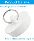Heavy Duty Rubber Bathtub Drain Stopper And Sink Plug 1 Half Inch Tub Drain Cover With Rock Solid Tight Seal Two Pack top view with pull ring.