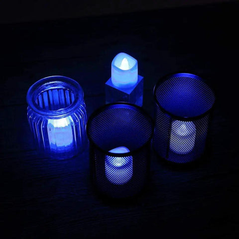 Blue White LED Flameless Candles With Realistic Flame Effect Battery Powered Votive Lights for home decor in dark setting