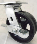 Heavy Duty 6 Inch By 2 Inch Swivel Caster With Brake, V Groove Steel Wheel, 1000 lb Capacity