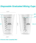 100 Pack 8oz Graduated Clear Plastic Measuring Cups With Wooden Stirring Sticks for mixing paints and other materials.