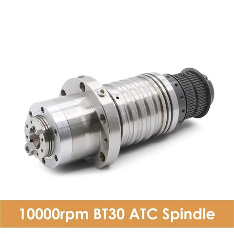 Hardworking Water Cooled CNC Router Spindle Motor 3KW To 5.5KW With BT30 Taper And 10000 RPM High Speed, silver metal finish.