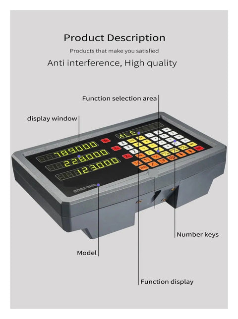 Control display of Three Axis Digital Readout DRO Kit With 0.005mm Resolution For Milling Machine Lathe And CNC Use A Rock Solid Linear Scale Grating Ruler For Precise Metalworking In A Pro Shop Or Home Workshop.