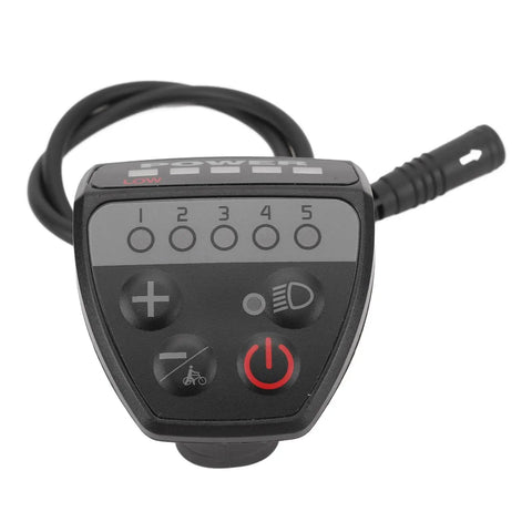 Electric Bike Controller Display For 24V 36V 48V Ebikes With Waterproof 5 Pin Connector showing speed controls on LED panel