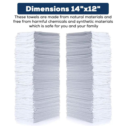 Cotton Shop Towels 14 By 12 Inches 145 Pack Reusable Cleaning Rags For Automotive Garage Workshop And Industrial Use White Durable Absorbent Lint Free Quick Clean Up Workhorse Towels stacked