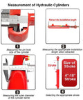 Diagram showing measurement of hydraulic cylinders, focusing on pin hole size, installation length, cylinder barrel, and stroke size.