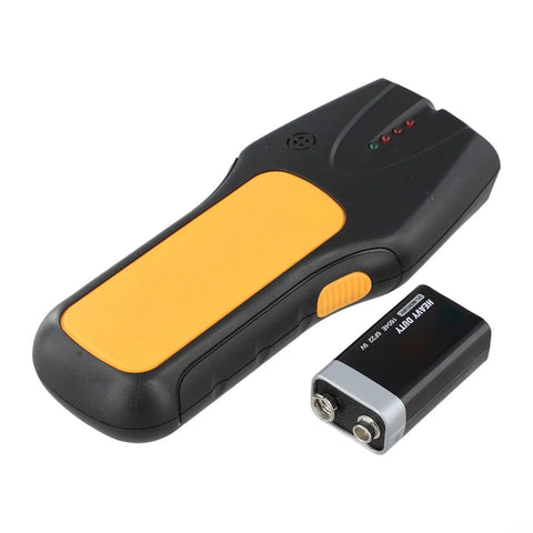3 in 1 Wall Scanner for stud Finder Metal Detector for Wood Pipe Wire with battery, black and yellow design, handheld.
