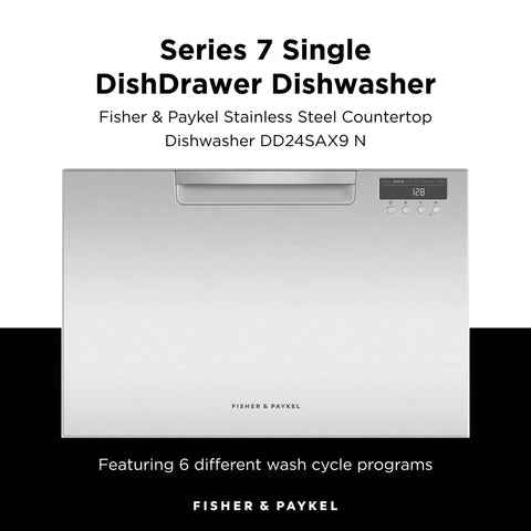 Series 7 Contemporary Single DishDrawer Countertop Dishwasher with stainless steel finish and digital display.
